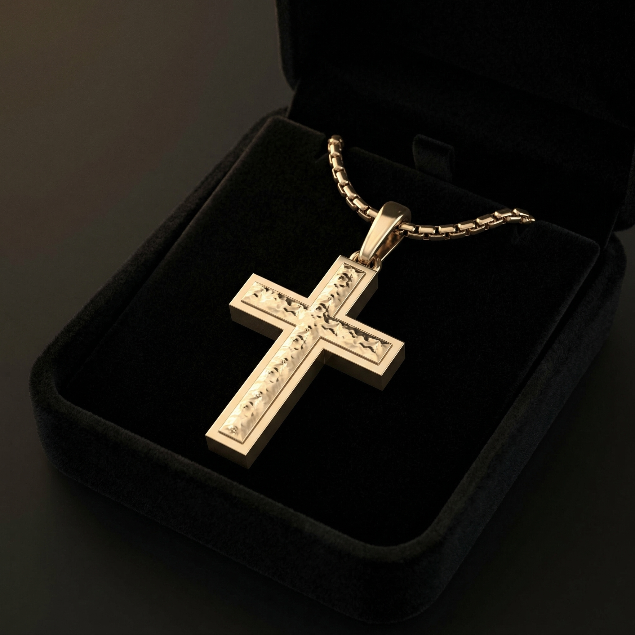Gold Plated Sterling Silver Inset Cross Necklace