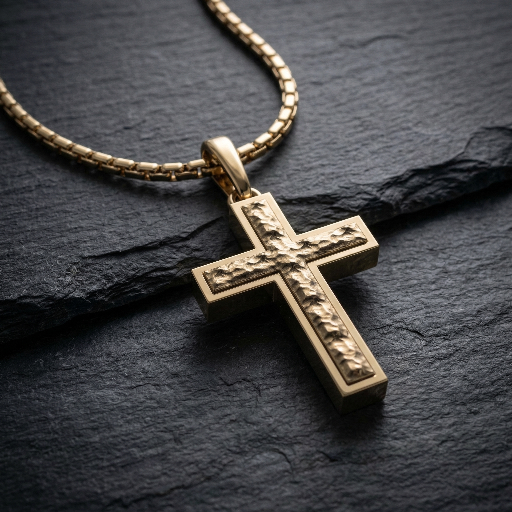 Gold Plated Sterling Silver Inset Cross Necklace