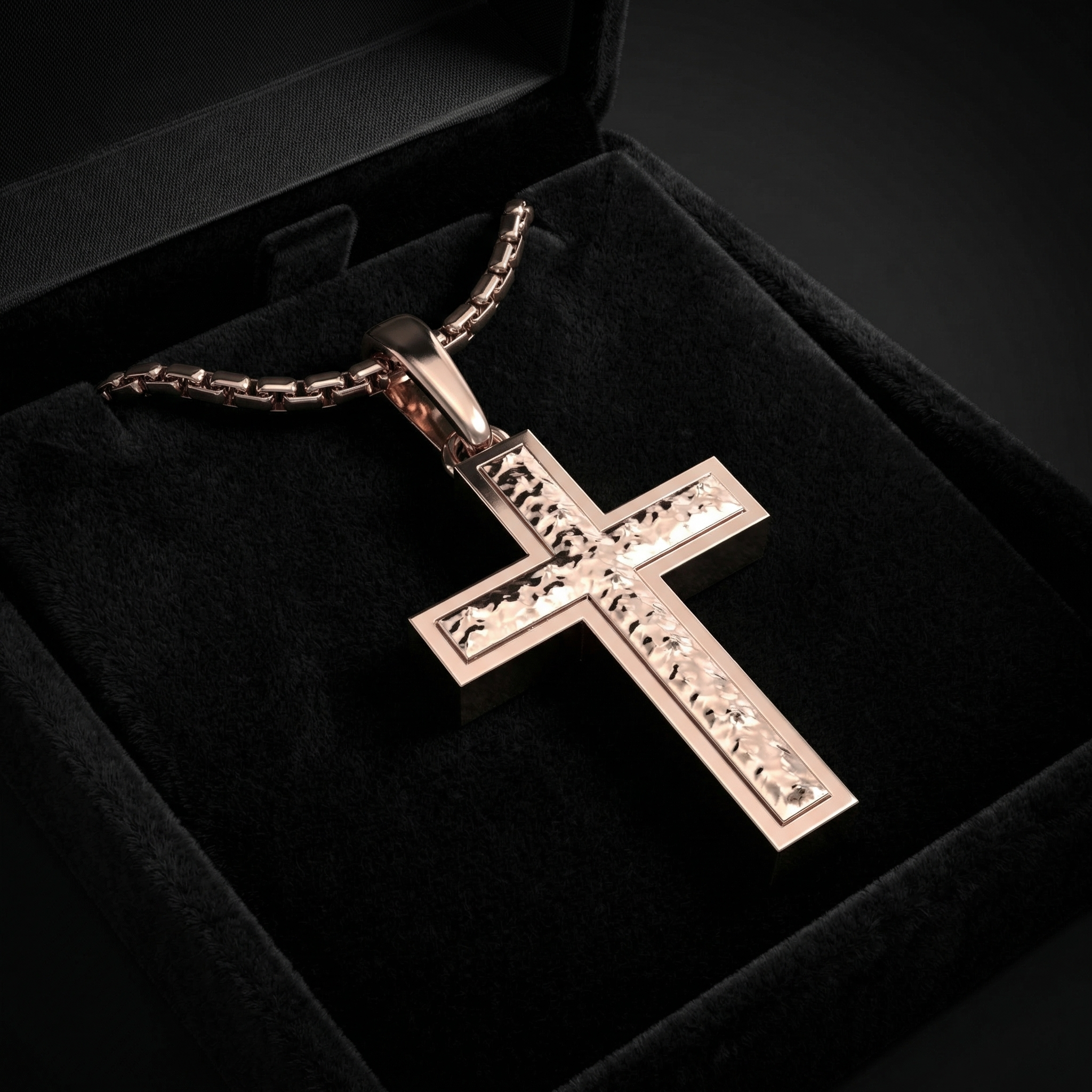 Rose Gold Plated Sterling Silver Inset Cross Necklace