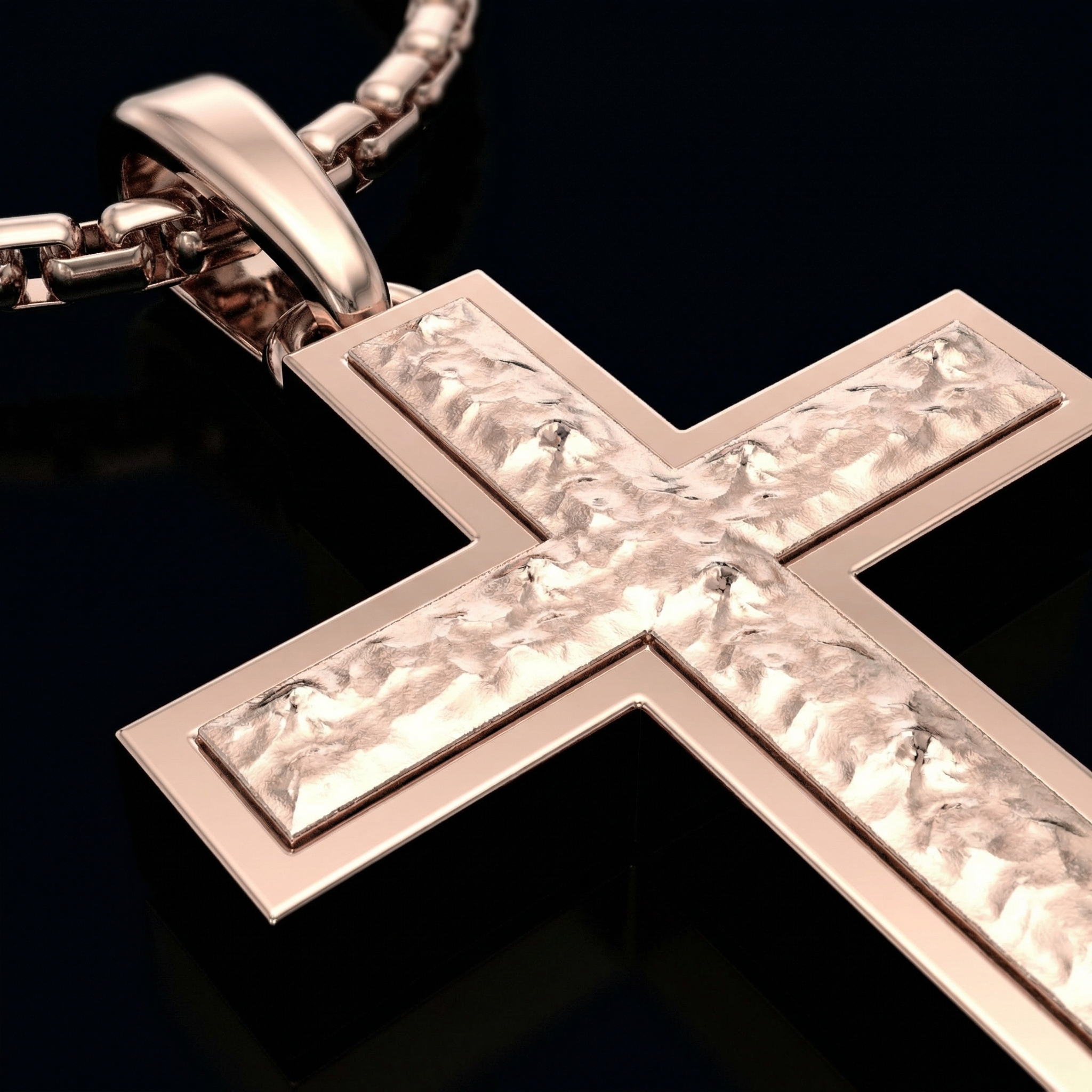 Rose Gold Plated Sterling Silver Inset Cross Necklace