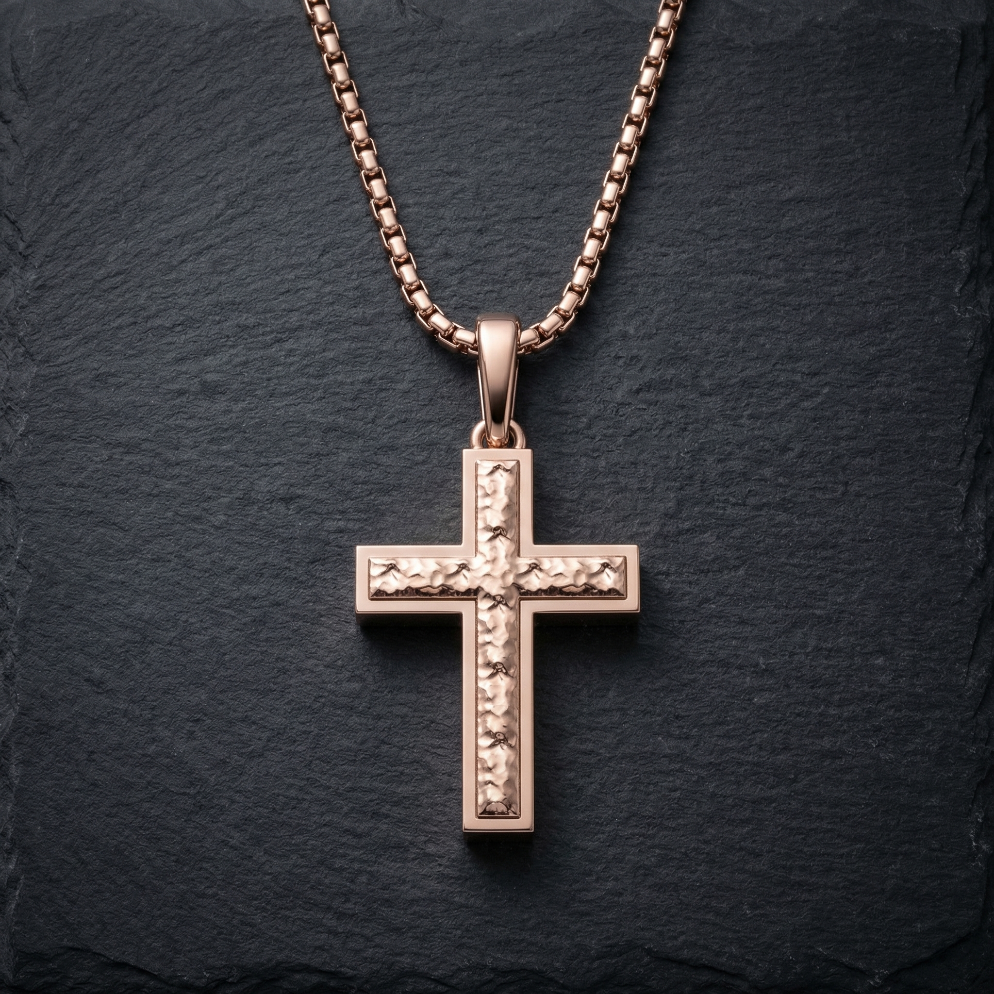 Rose Gold Plated Sterling Silver Inset Cross Necklace