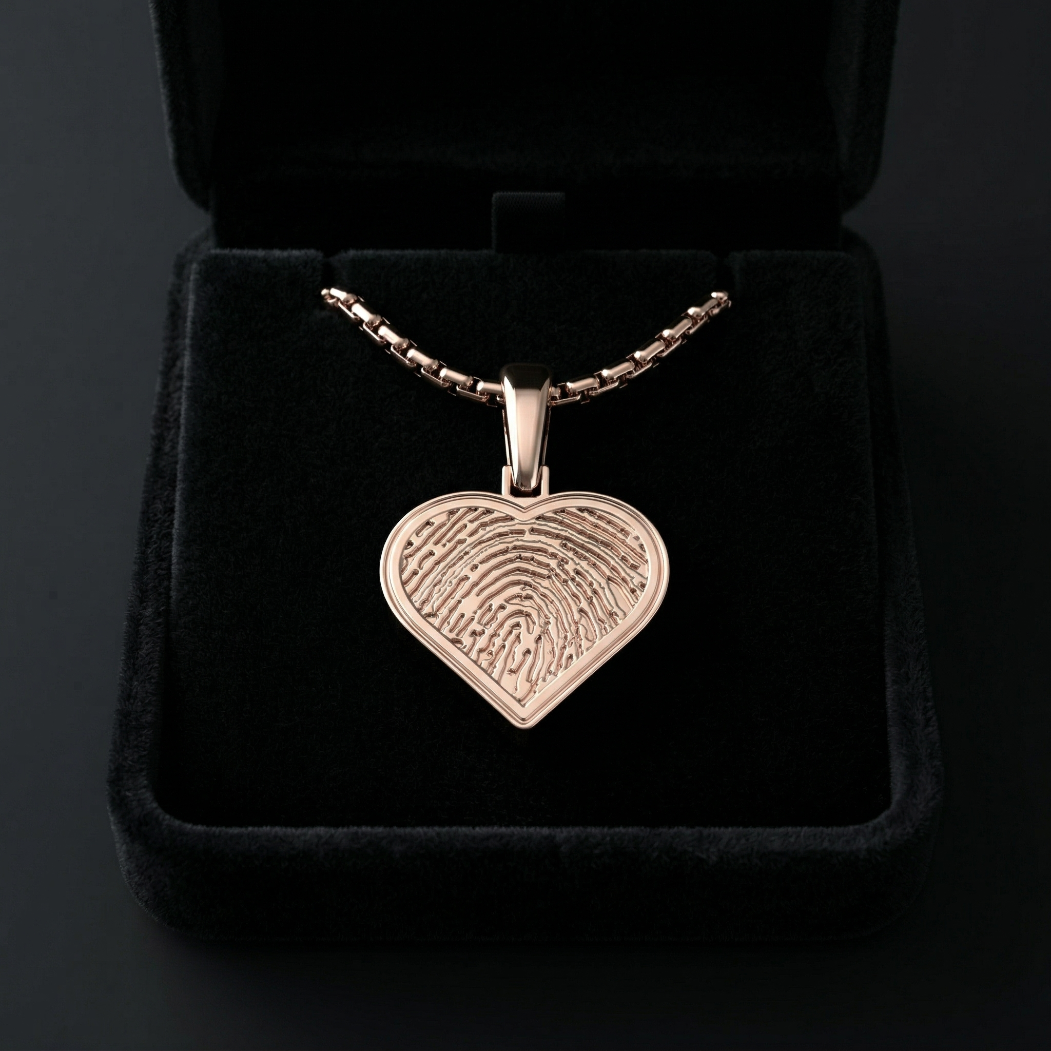 Rose Gold Plated Sterling Silver Fingerprint Heart Necklace