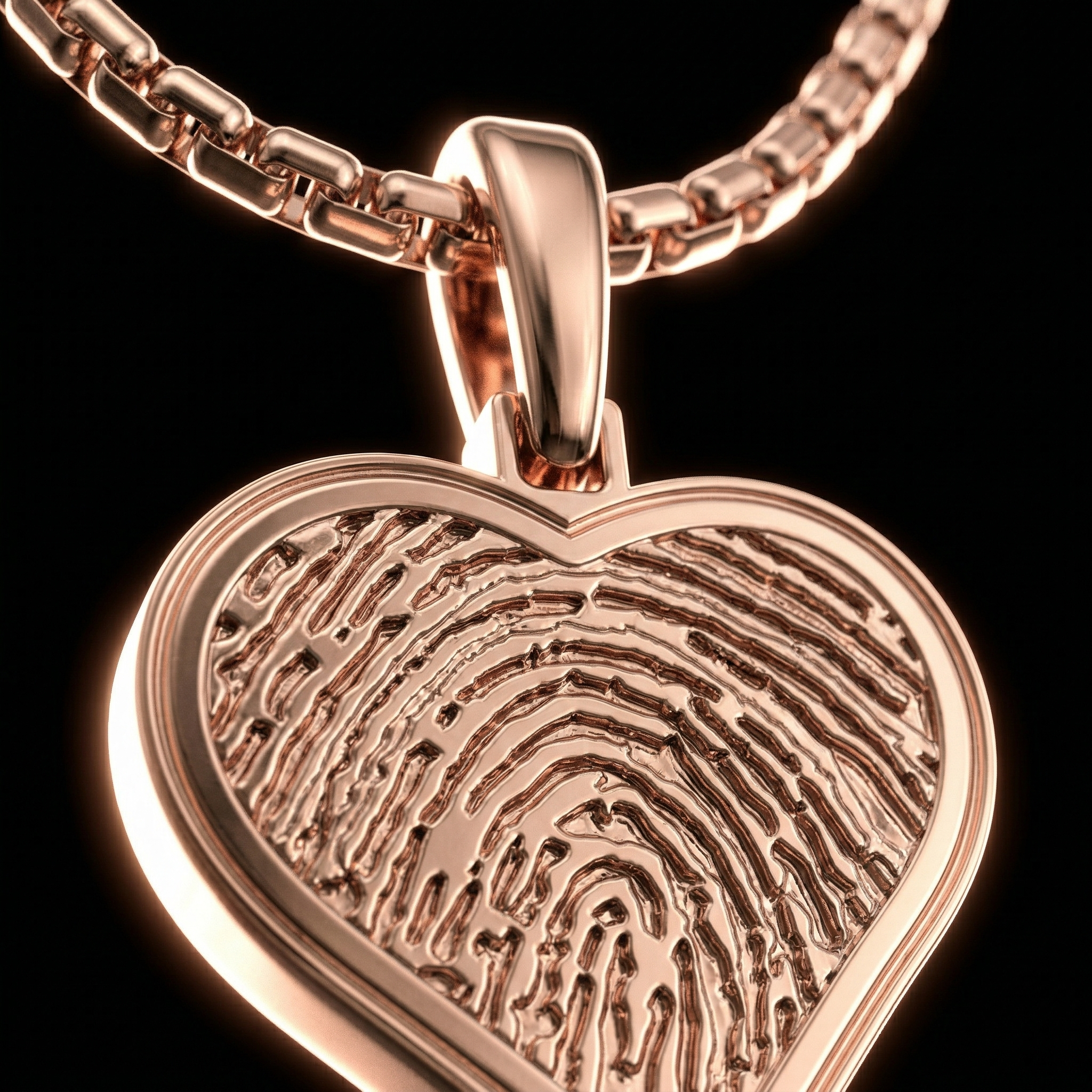Rose Gold Plated Sterling Silver Fingerprint Heart Necklace