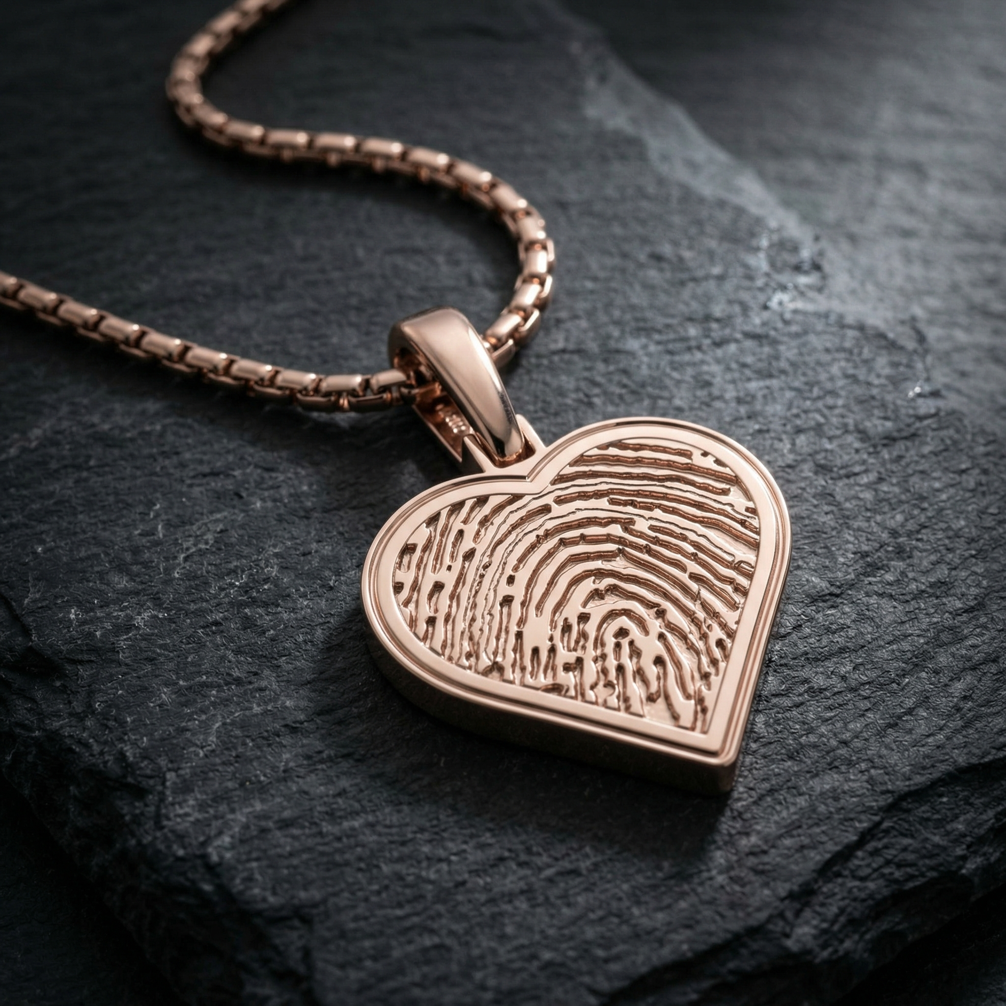 Rose Gold Plated Sterling Silver Fingerprint Heart Necklace
