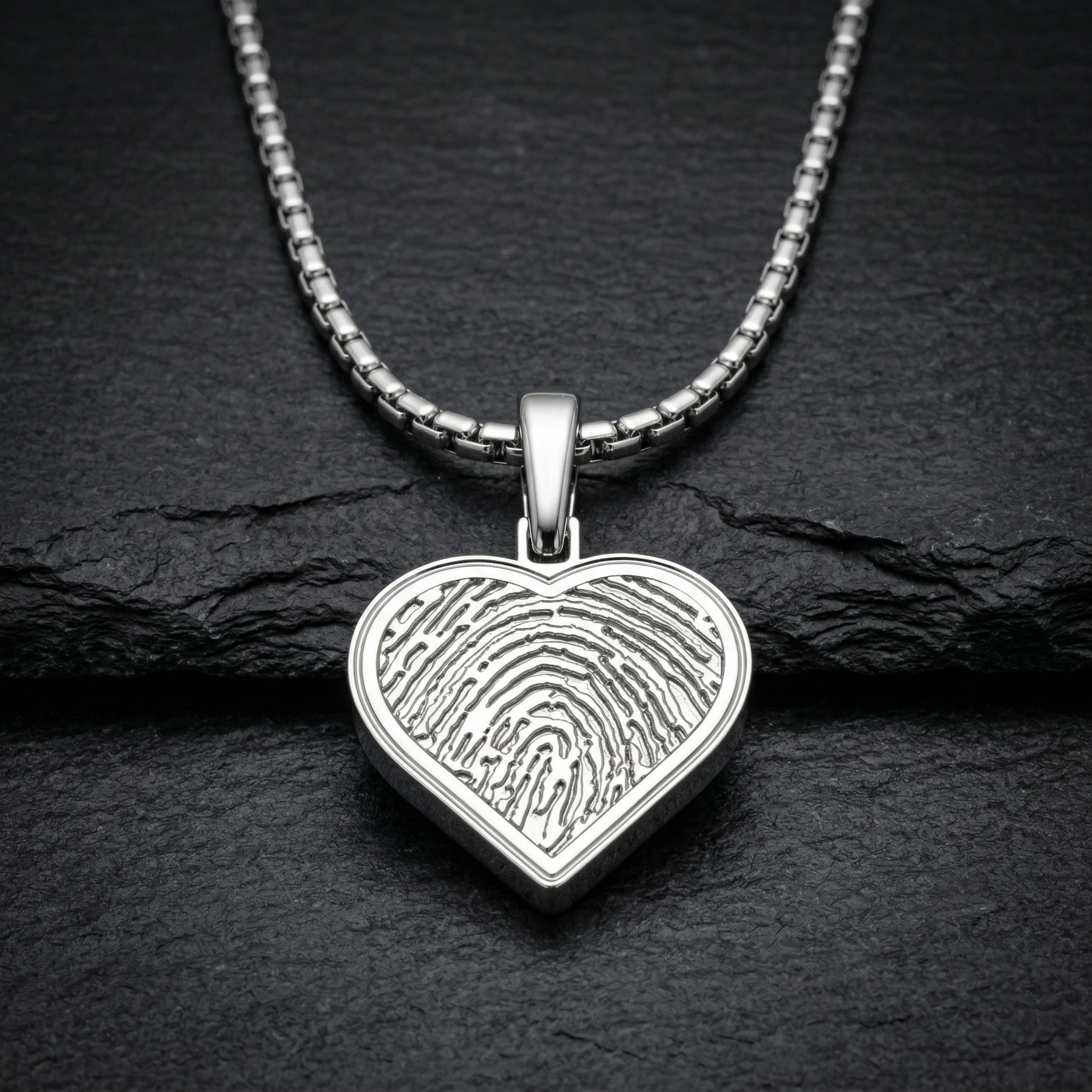 Sterling Silver Fingerprint Heart Necklace