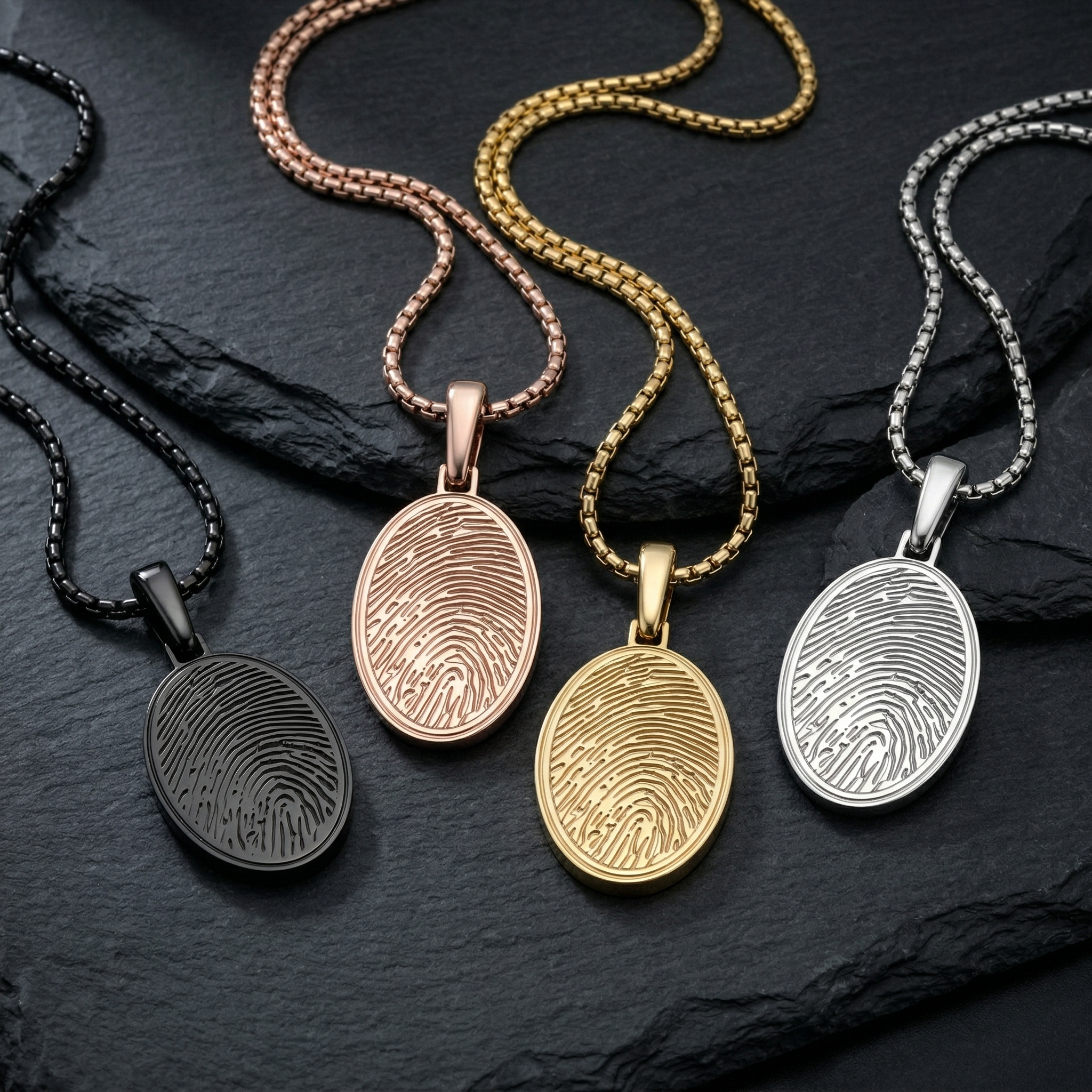 Sterling Silver Oval Fingerprint Necklace