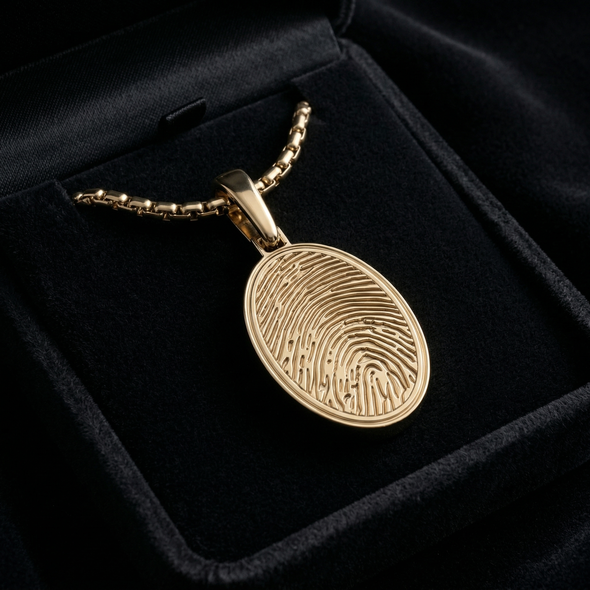 Gold Plated Sterling Silver Oval Fingerprint Necklace