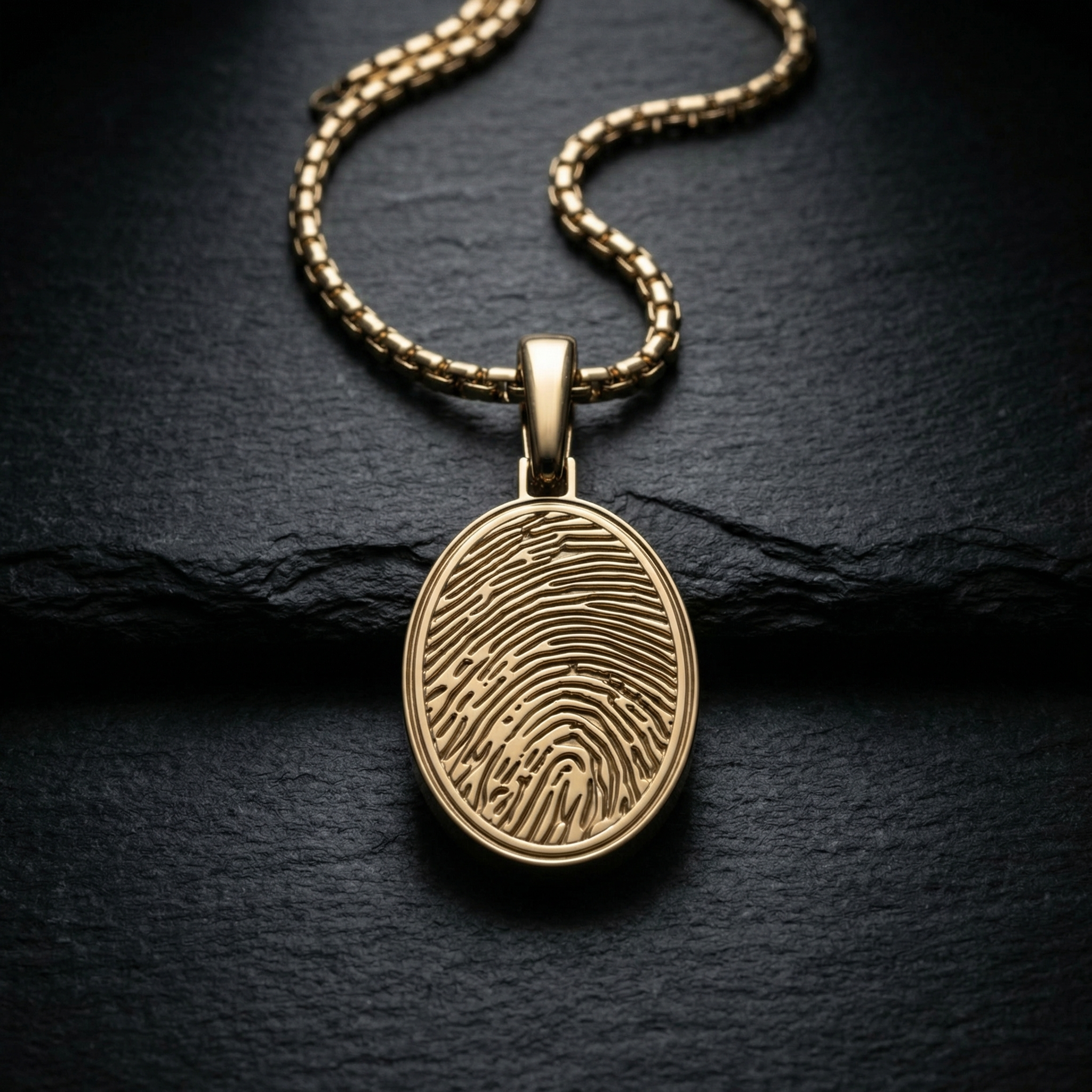 Gold Plated Sterling Silver Oval Fingerprint Necklace