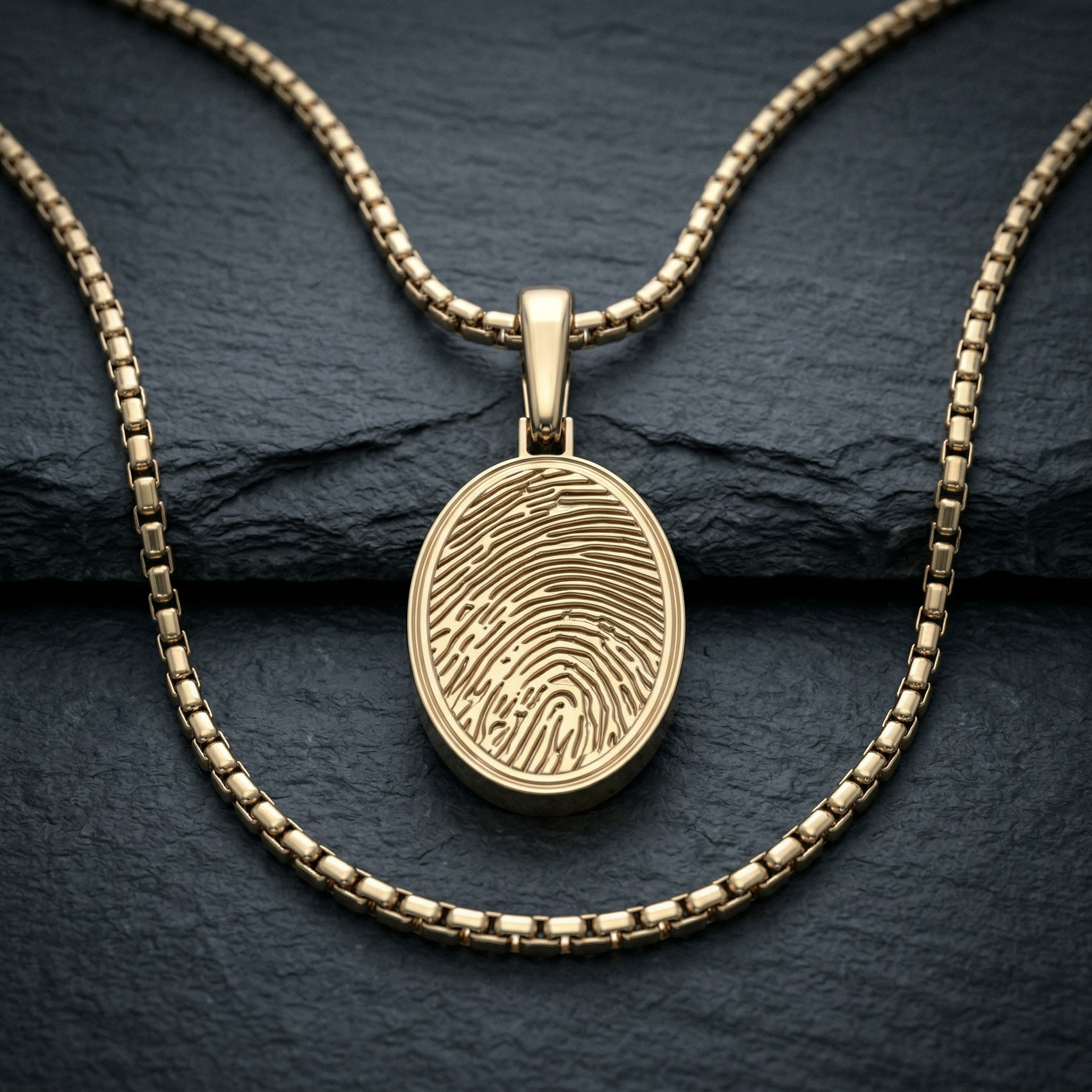 Gold Plated Sterling Silver Oval Fingerprint Necklace