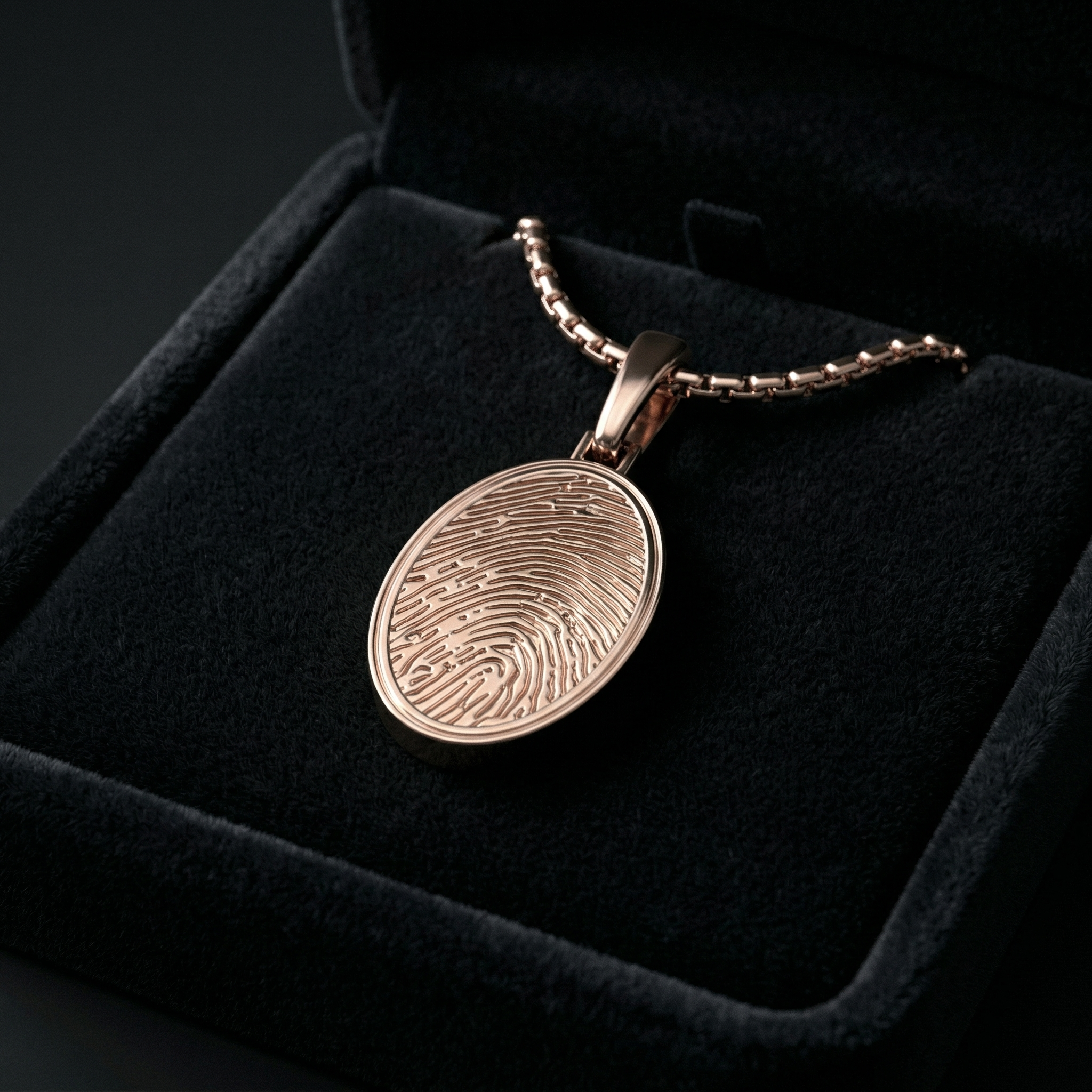 Rose Gold Plated Sterling Silver Oval Fingerprint Necklace