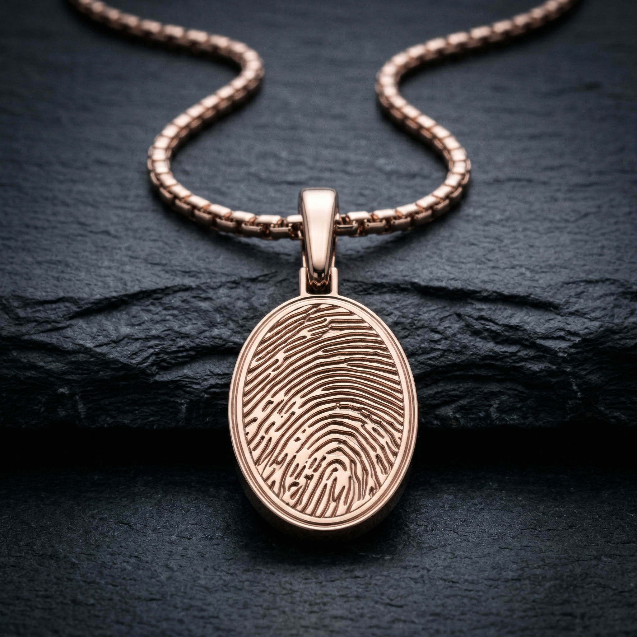 Rose Gold Plated Sterling Silver Oval Fingerprint Necklace