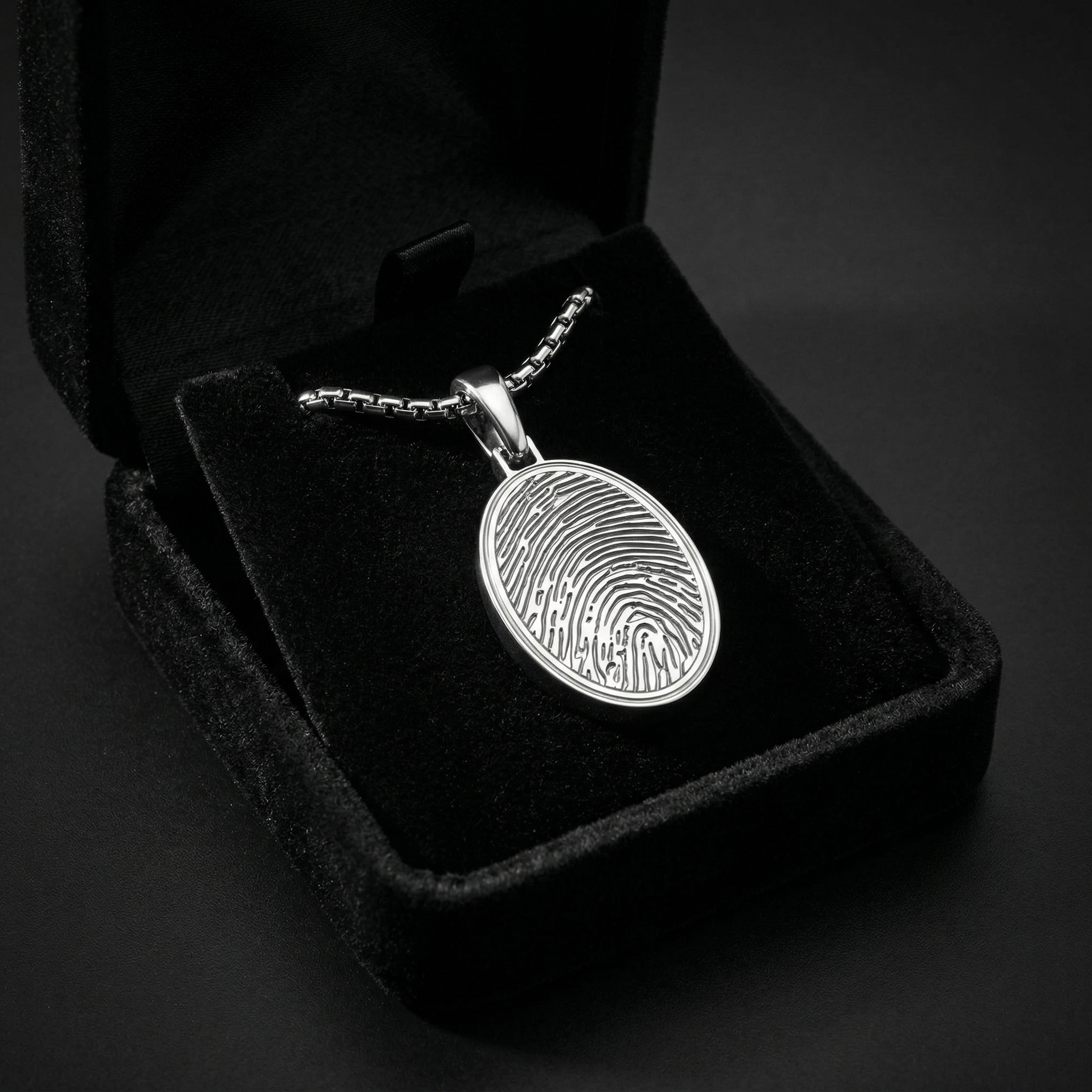 Sterling Silver Oval Fingerprint Necklace
