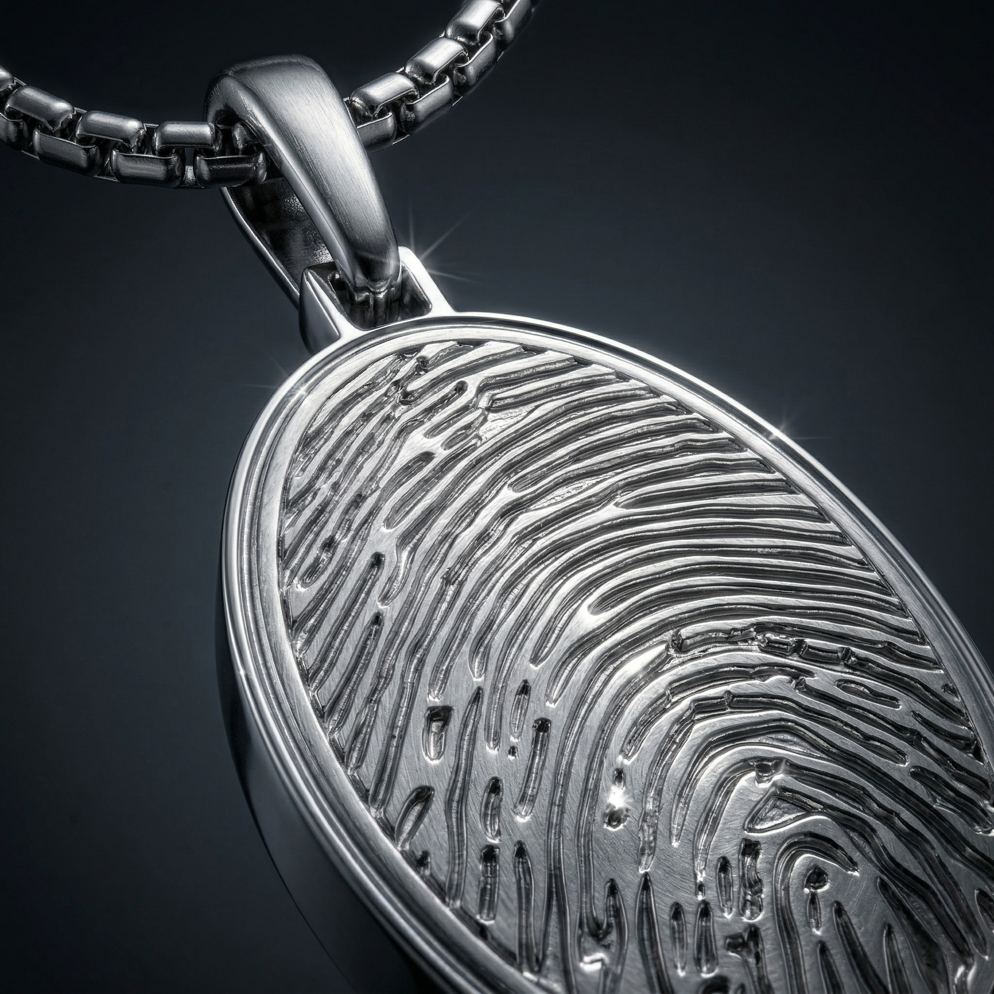 Sterling Silver Oval Fingerprint Necklace