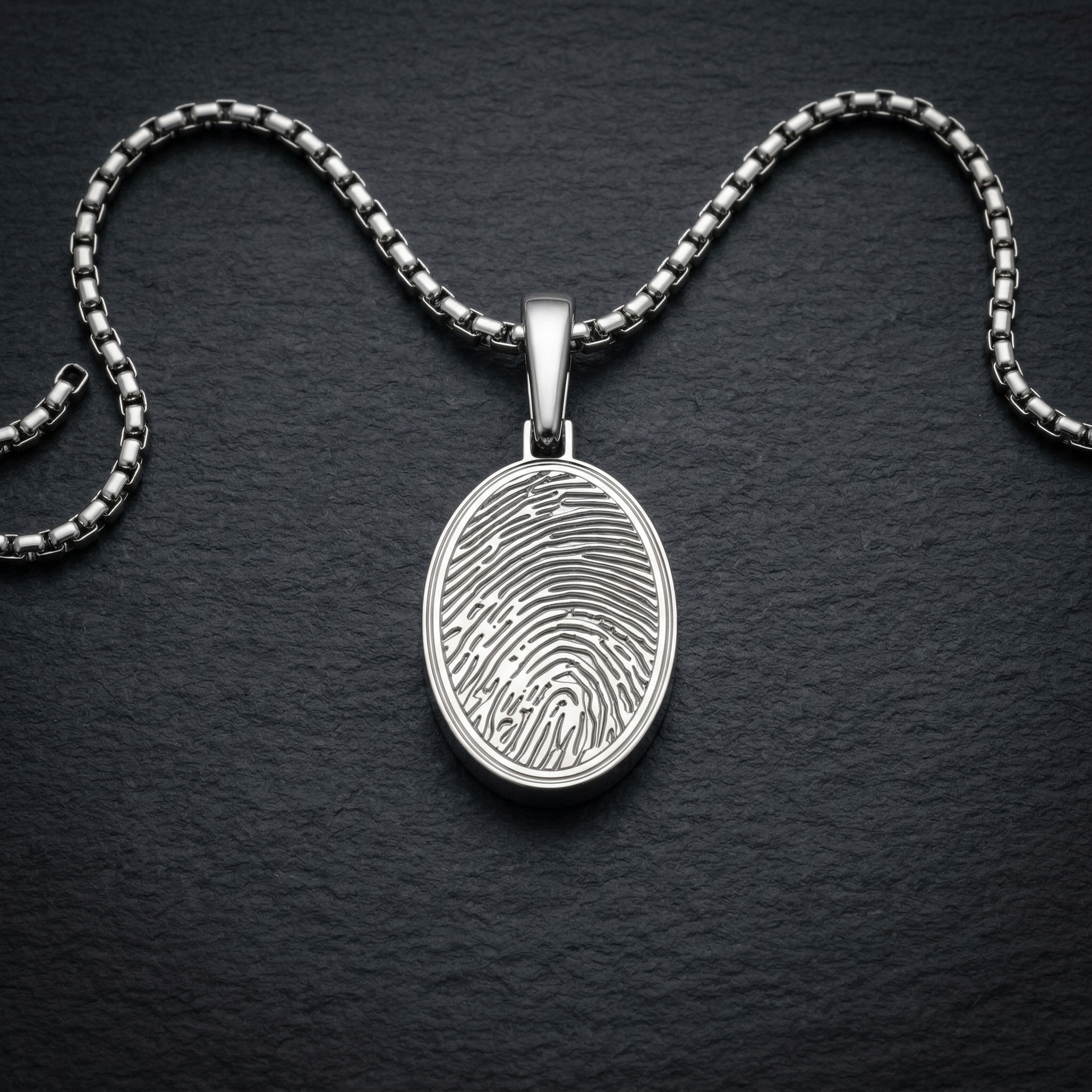 Sterling Silver Oval Fingerprint Necklace