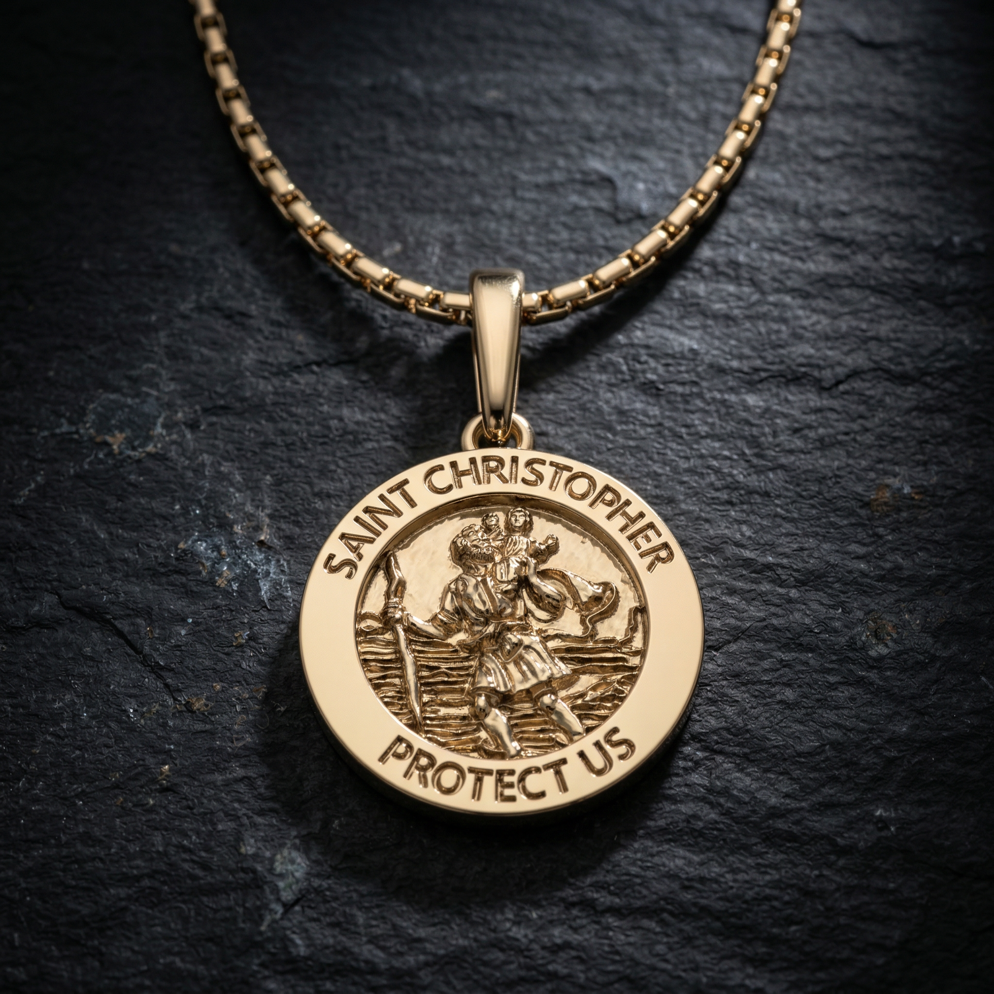 Saint Christopher Medal Necklace – Gold Plated Patron Saint Pendant