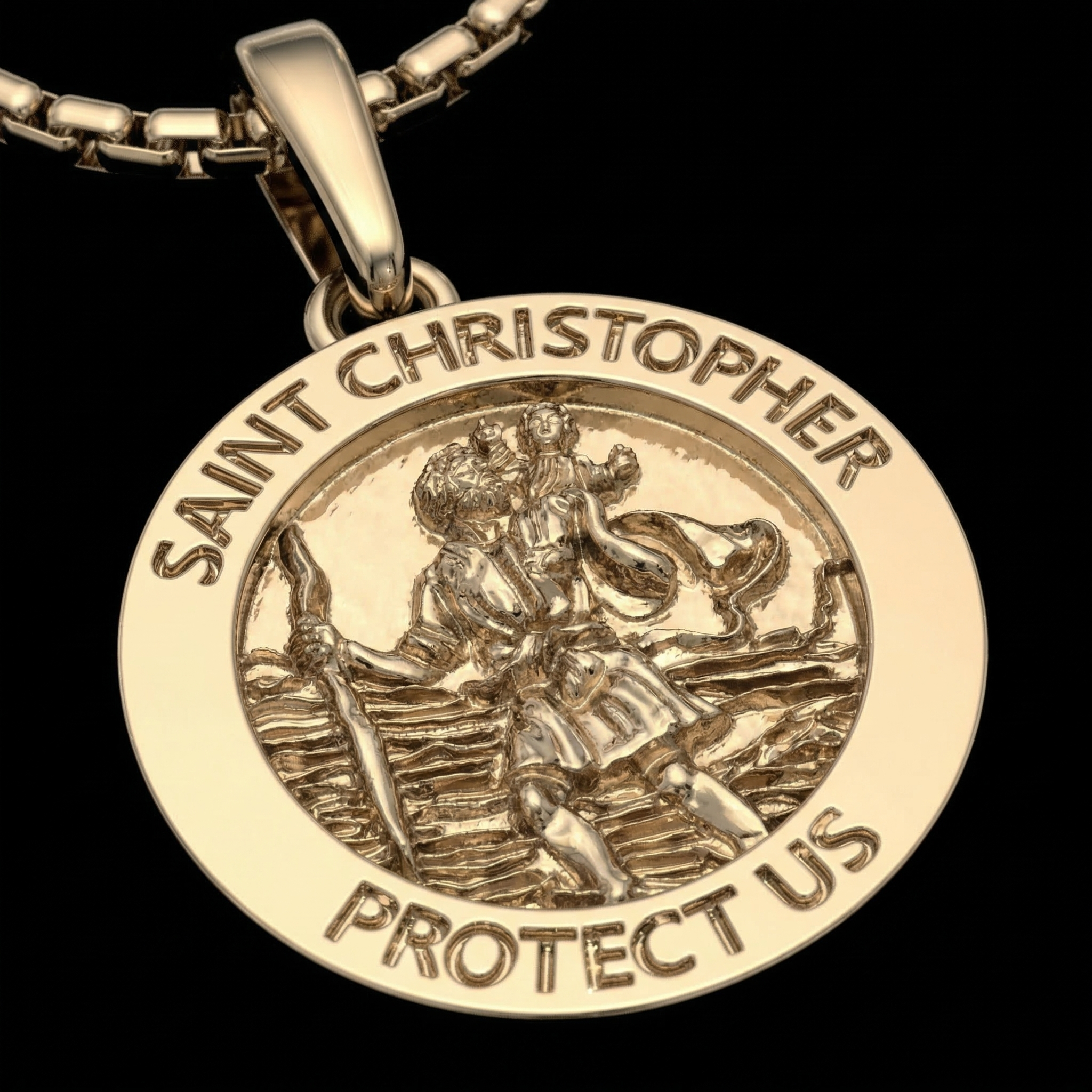 Saint Christopher Medal Necklace – Gold Plated Patron Saint Pendant