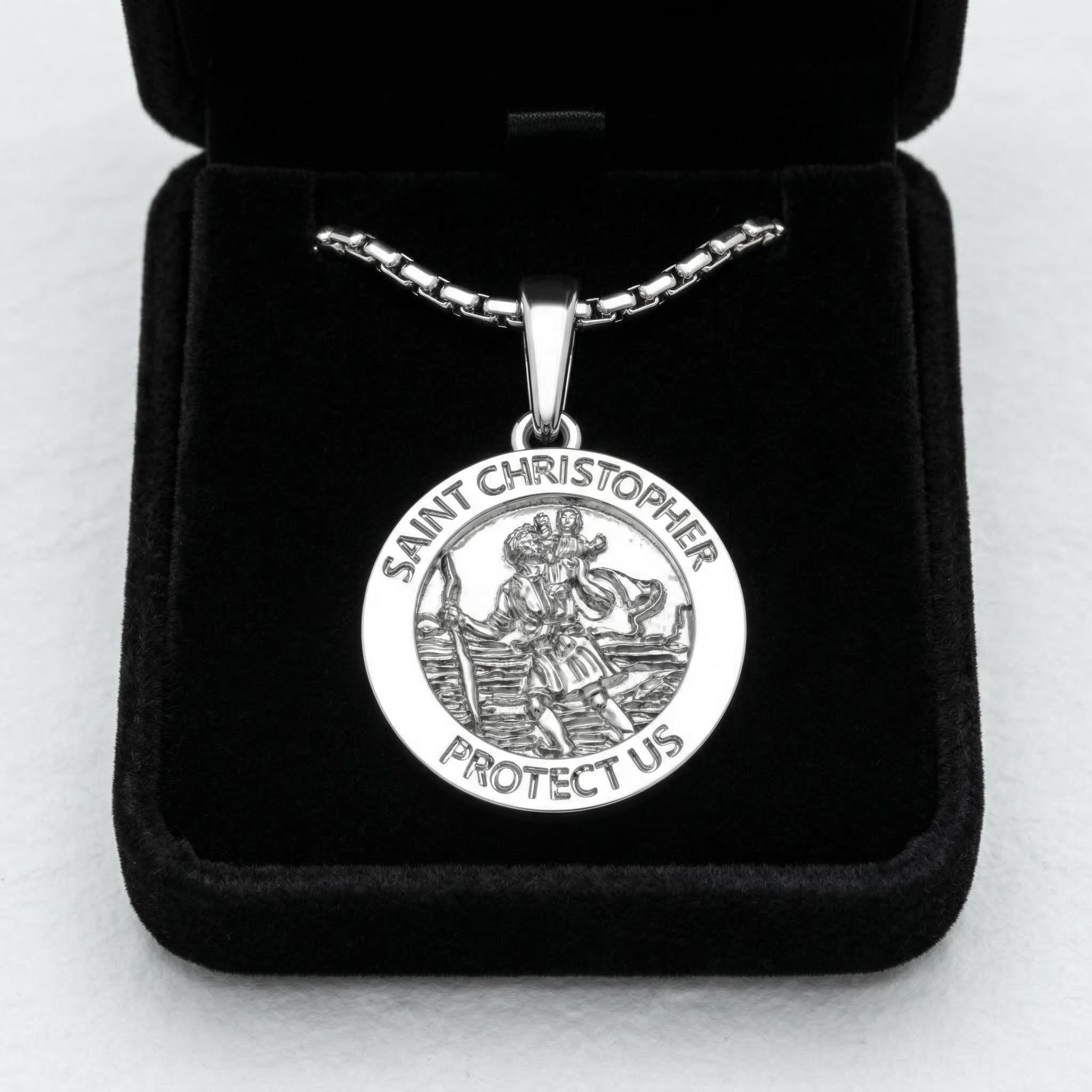 Saint Christopher Medal Necklace – Sterling Silver Patron Saint Pendant