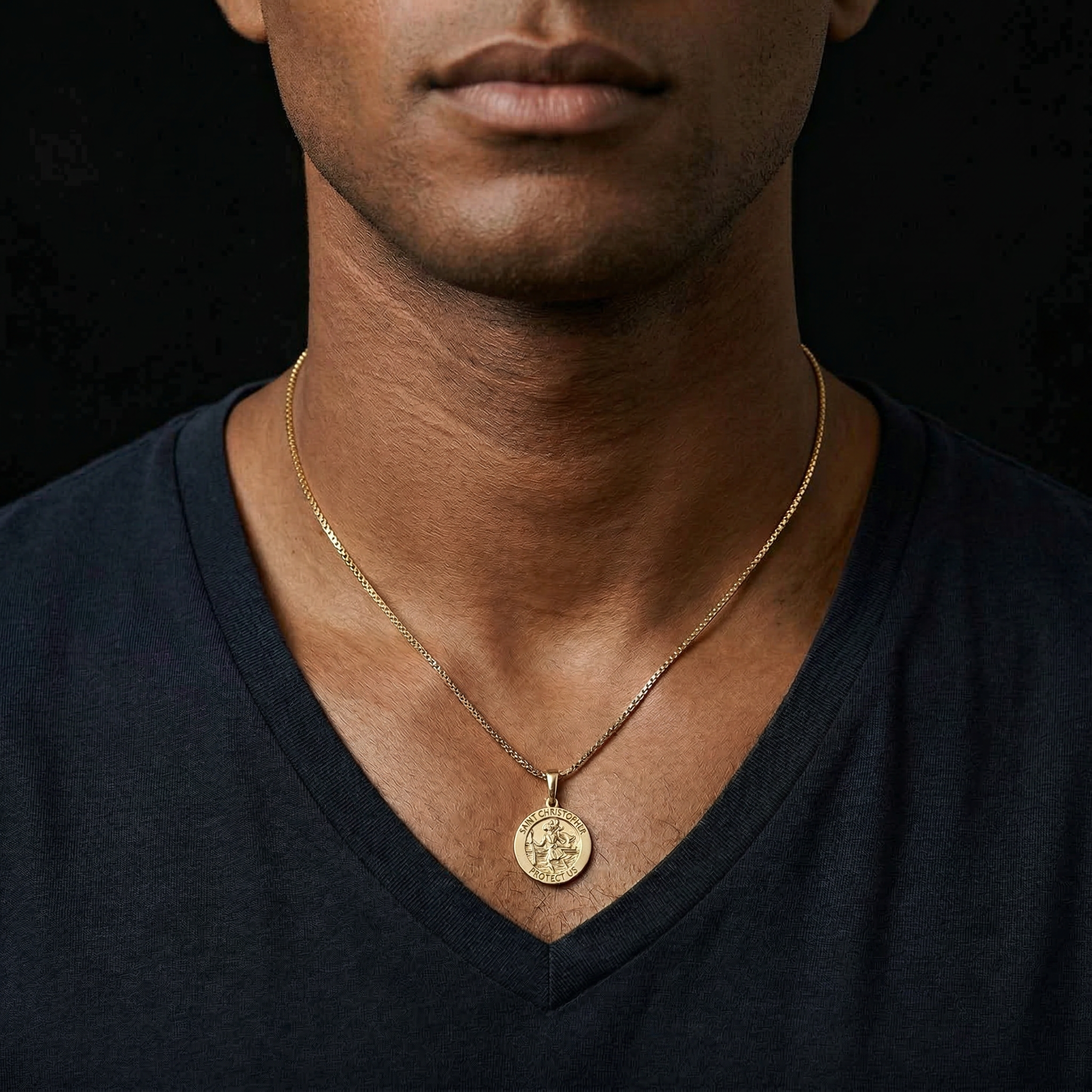 Saint Christopher Medal Necklace – Gold Plated Patron Saint Pendant