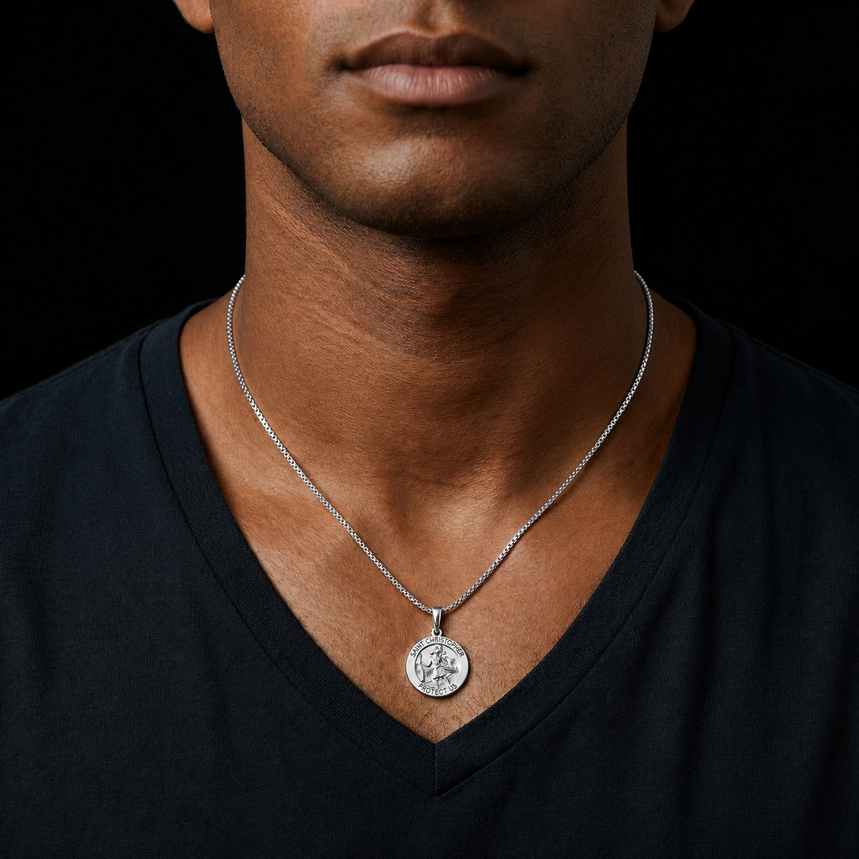 Saint Christopher Medal Necklace – Sterling Silver Patron Saint Pendant