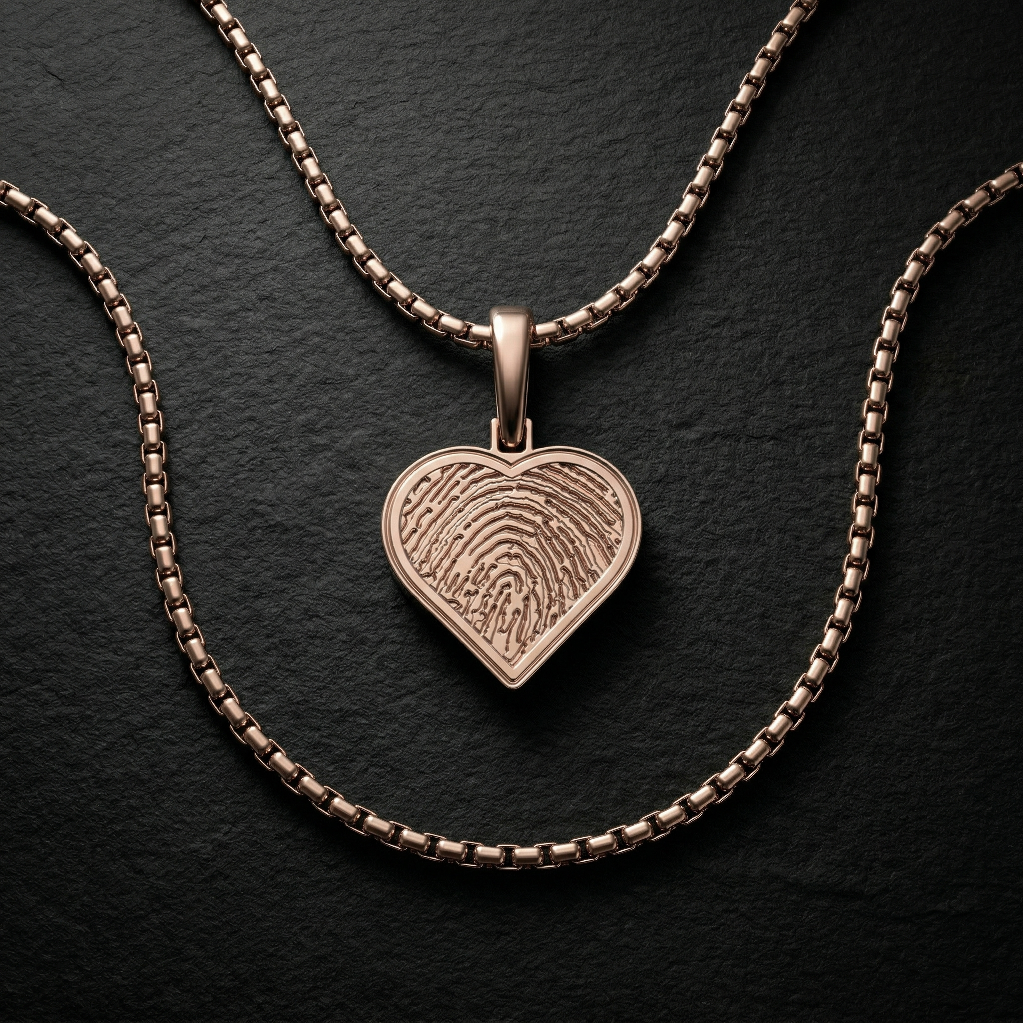 Rose Gold Plated Sterling Silver Fingerprint Heart Necklace