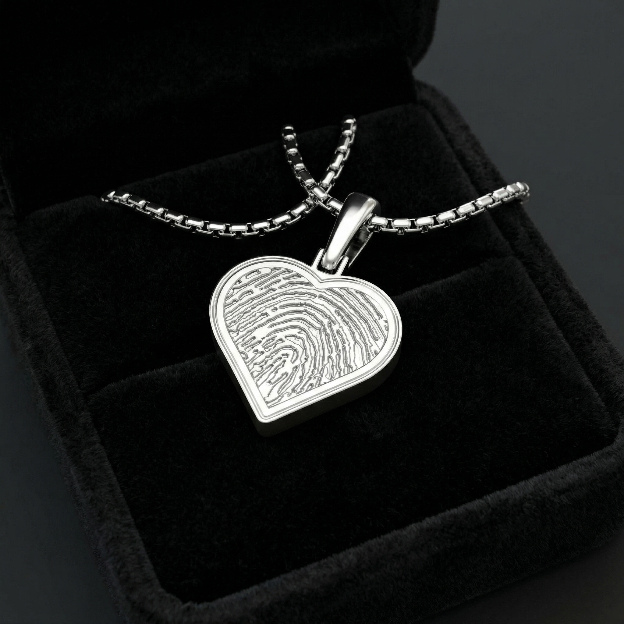 Sterling Silver Fingerprint Heart Necklace