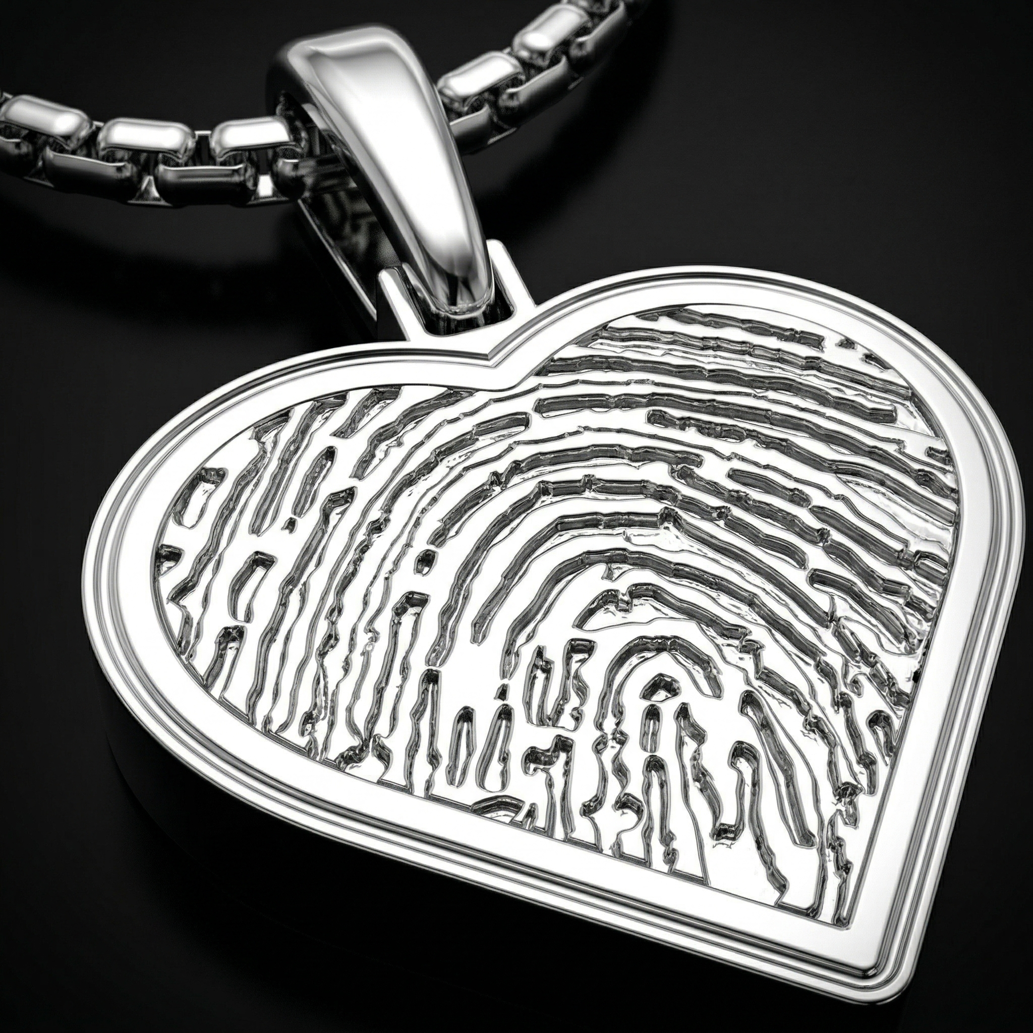 Sterling Silver Fingerprint Heart Necklace