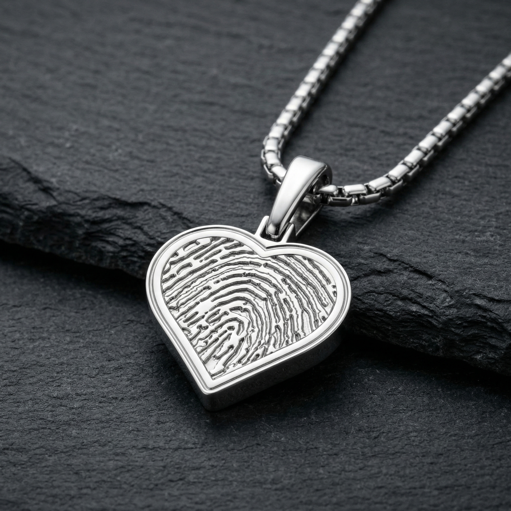 Sterling Silver Fingerprint Heart Necklace