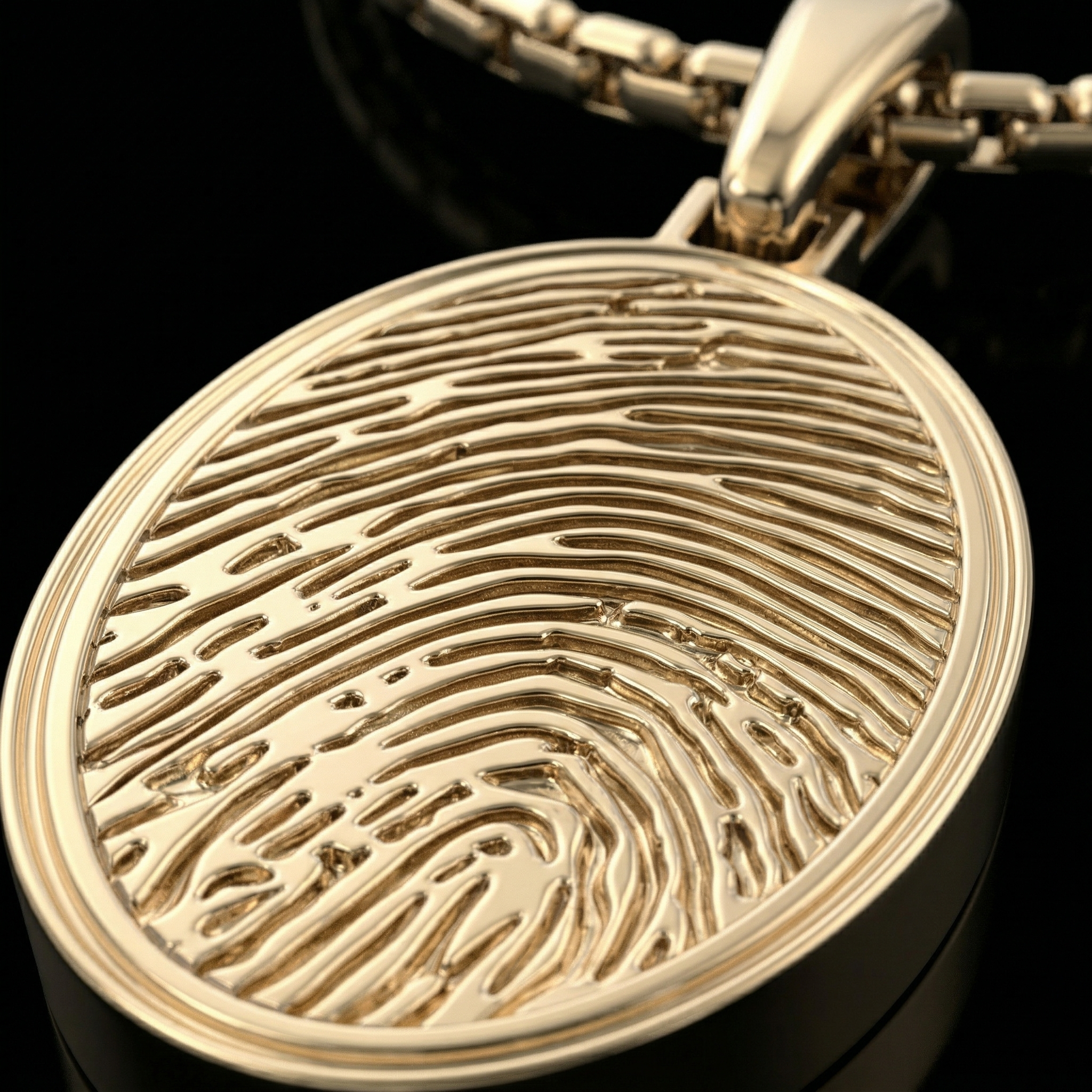 Gold Plated Sterling Silver Oval Fingerprint Necklace