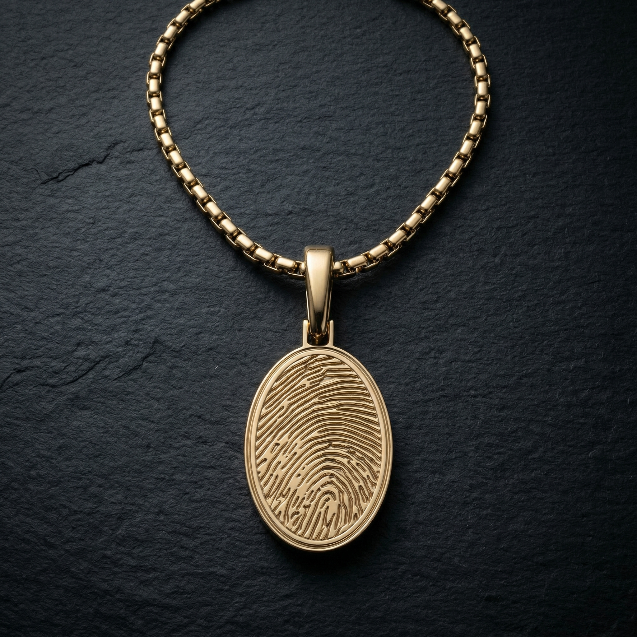 Gold Plated Sterling Silver Oval Fingerprint Necklace