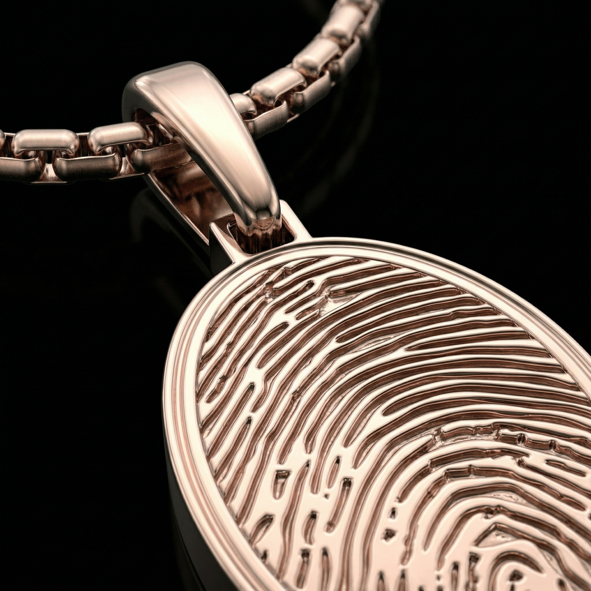 Rose Gold Plated Sterling Silver Oval Fingerprint Necklace