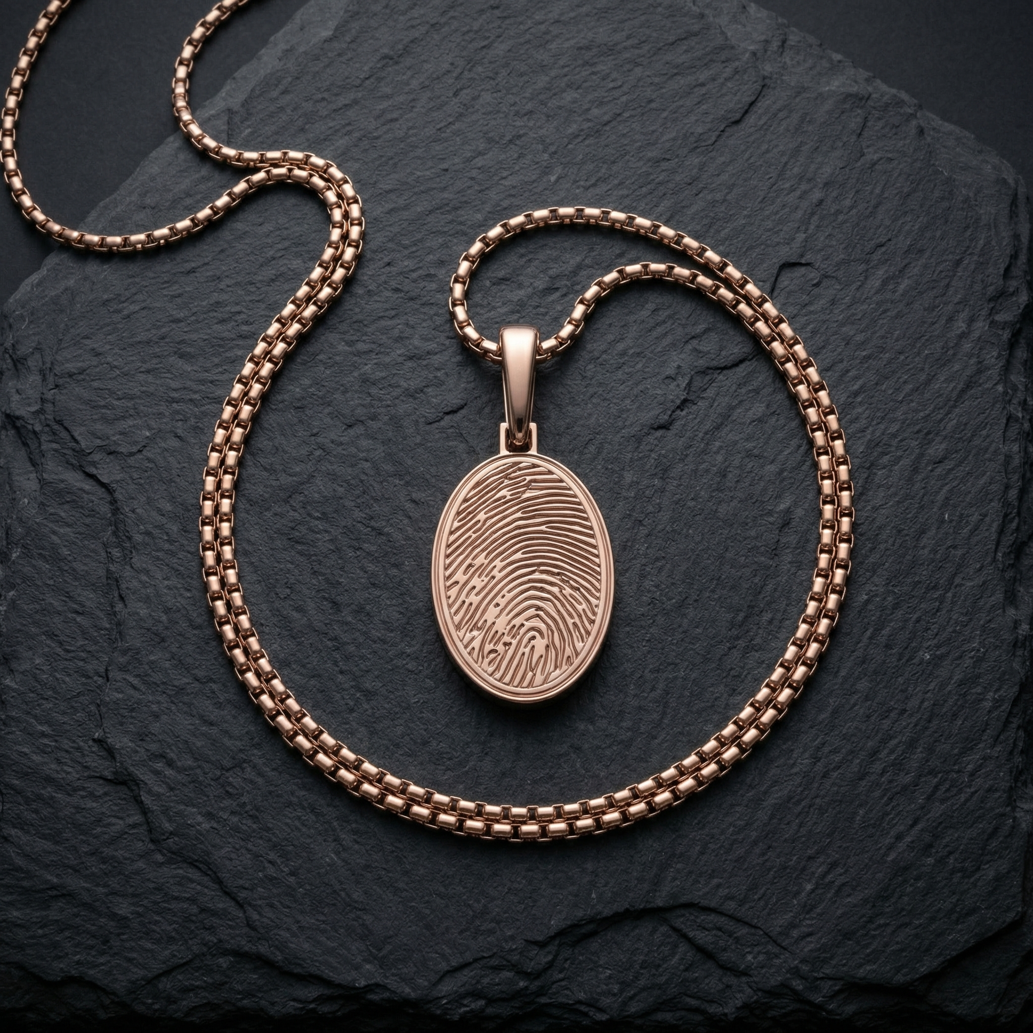 Rose Gold Plated Sterling Silver Oval Fingerprint Necklace