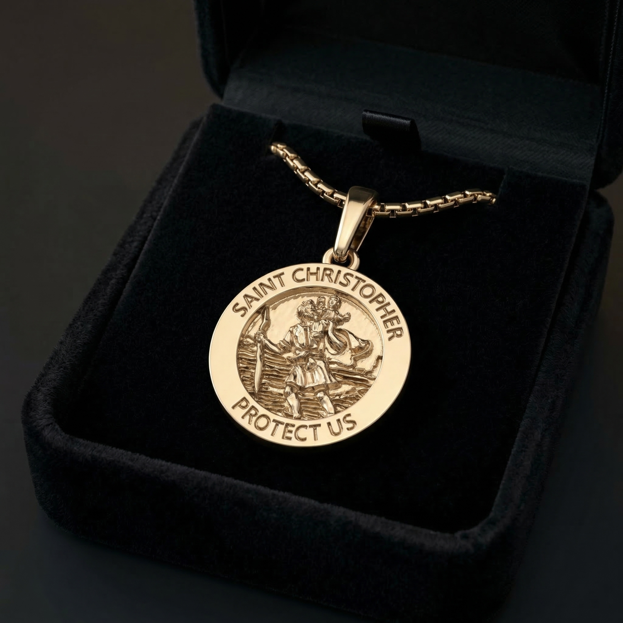 Saint Christopher Medal Necklace – Gold Plated Patron Saint Pendant