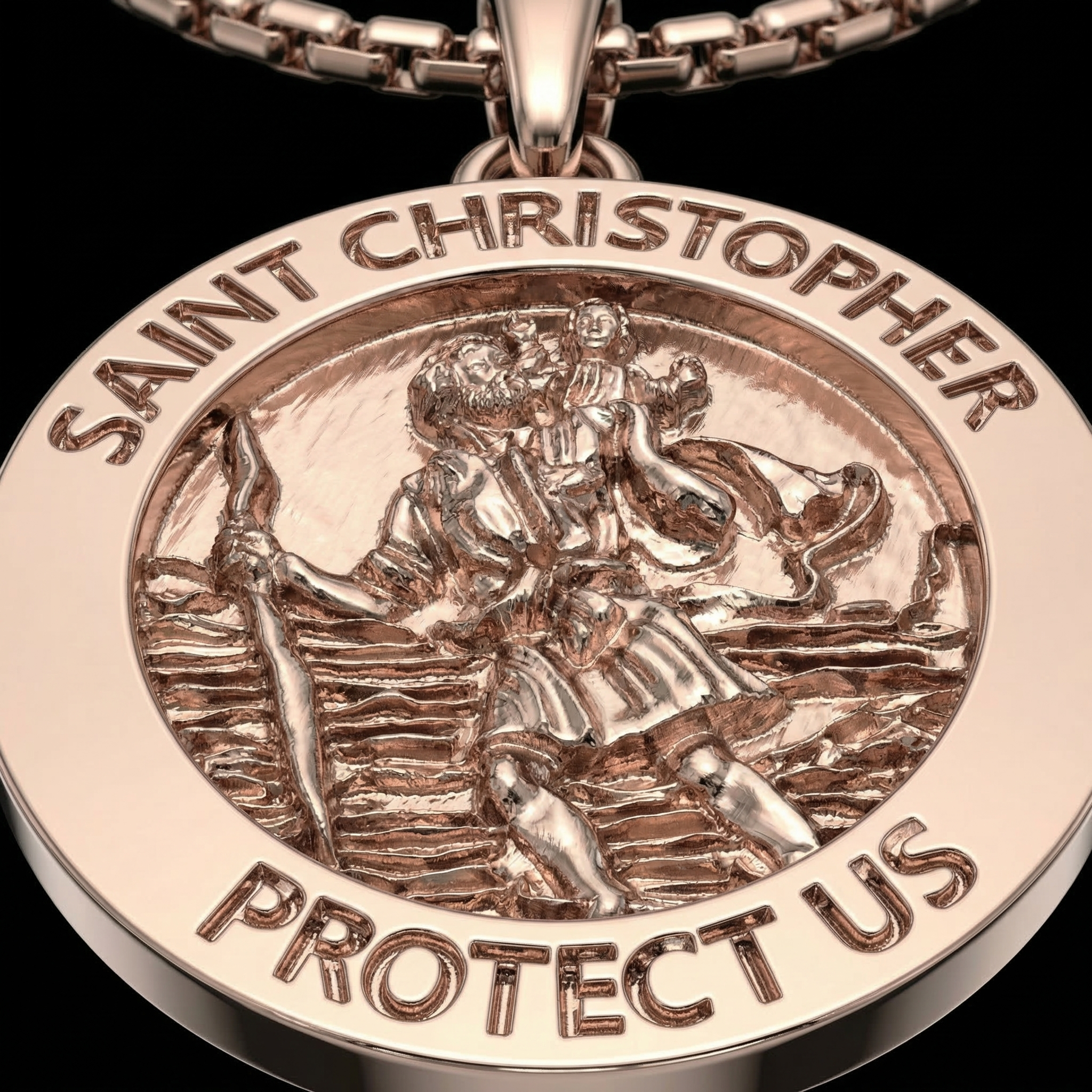 Saint Christopher Medal Necklace – Rose Gold Plated Patron Saint Pendant